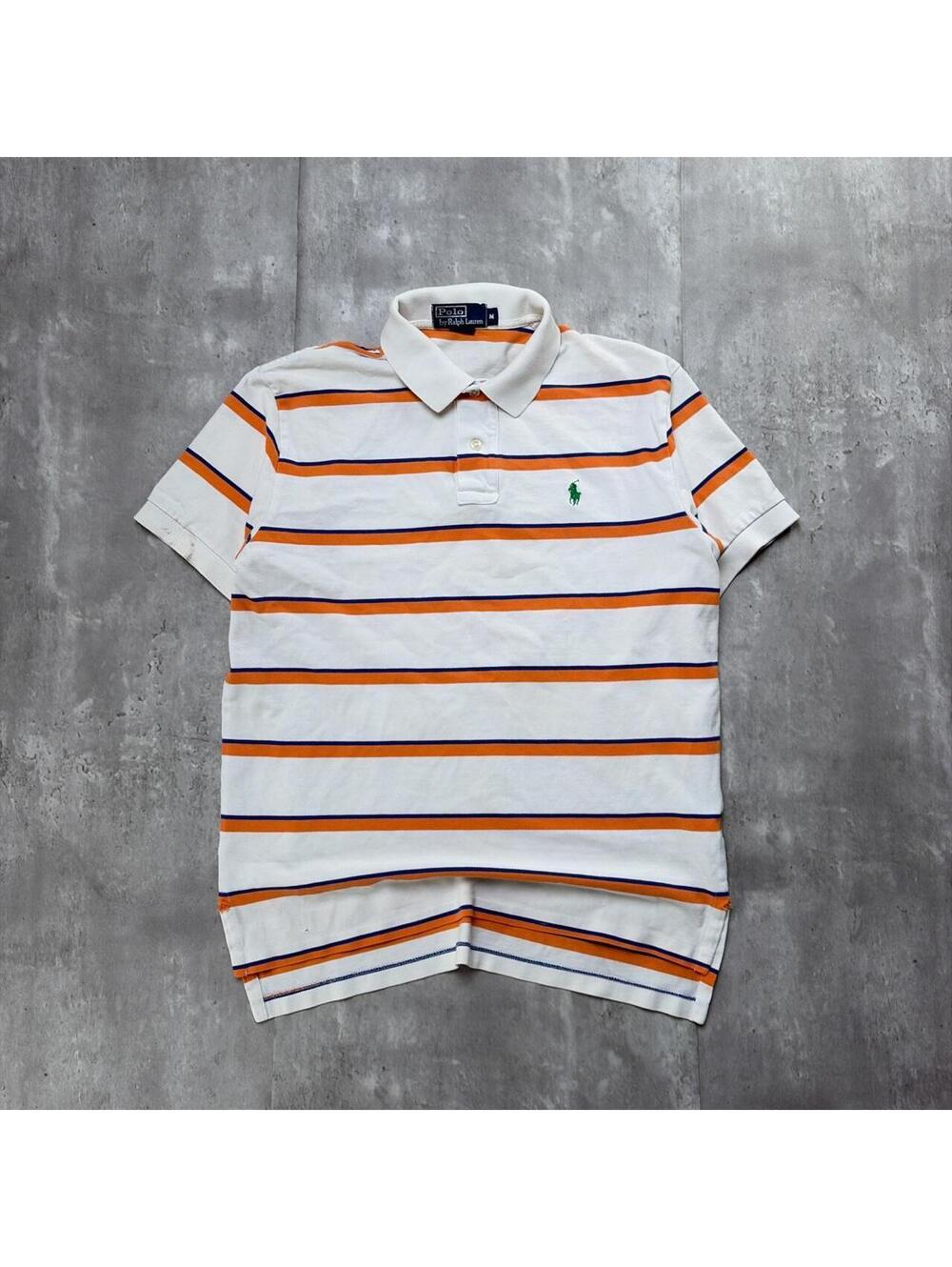 Vintage Polo Ralph Lauren Orange Striped Skater Polo Shirt